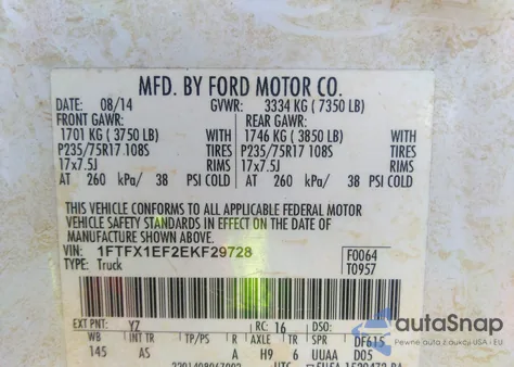 2014 Ford F-150 Xl из США, поврежденный, VIN 1FTFX1EF2EKF29728